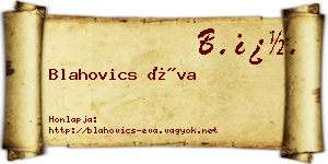 Blahovics Éva névjegykártya